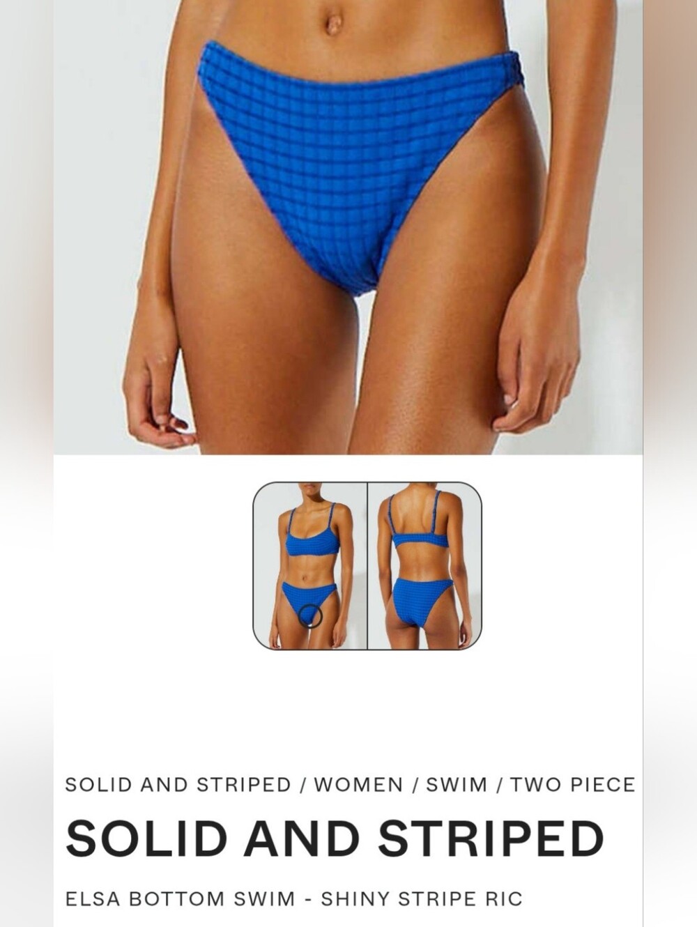 SOLID & STRIPED Colbalt Blue The Elsa Bikini Bottom Large, NWT, Top Available***